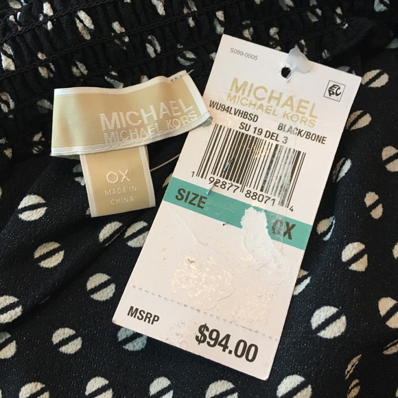 Michael Kors Woman Print Off The Shoulder Black White Blouse - Picture 6 of 7